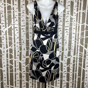 Maria Bianca Nero Deep V Short Geometric Printed Silk Dress S